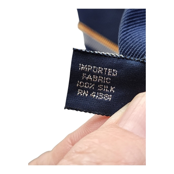 Polo Ralph Lauren Vintage 90's Blue Silk Striped Tie Made by Hand 100% Silk - Picture 6 of 7